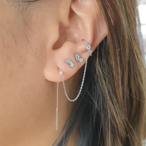 Leaf Jewelry Earcandy, Mondstein/Blauer Topaz, 925 Sterlingsilber Saisonale Angebote