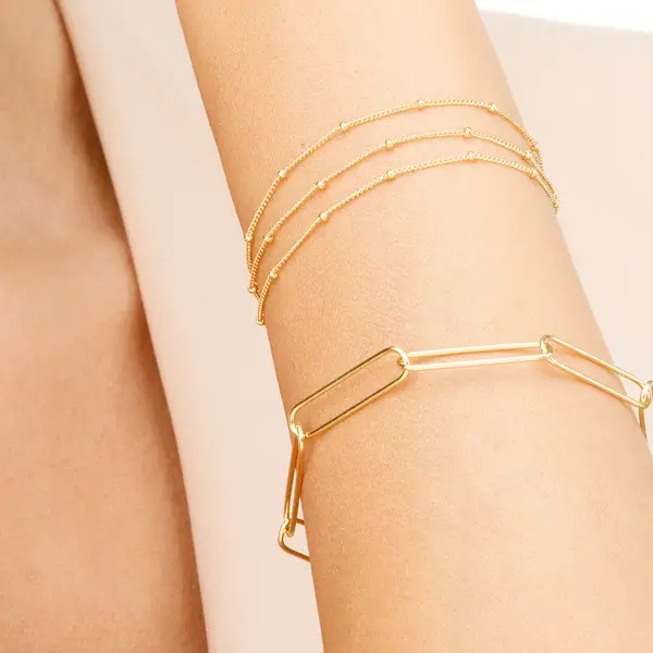 Leaf Jewelry Silber Armkette, BIG SQUARE, Rosegold Tägliche Deals