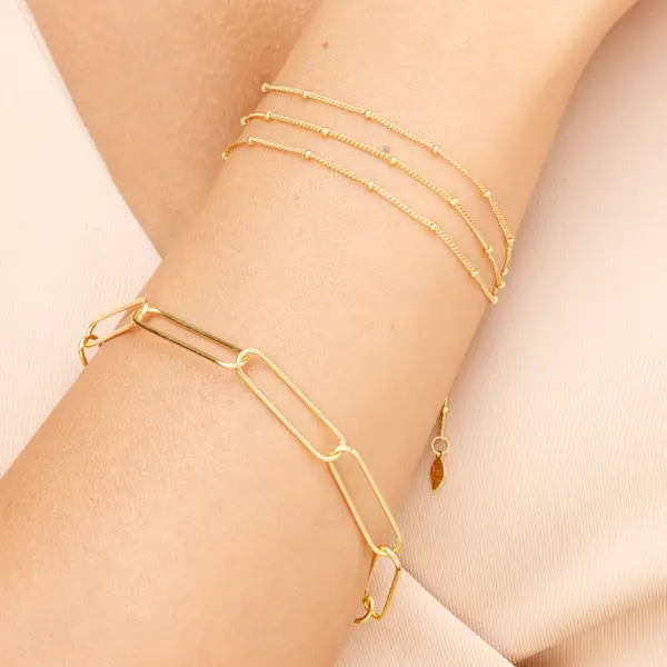 Leaf Jewelry Silber Armkette, BIG SQUARE, Rosegold Tägliche Deals