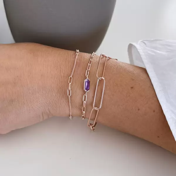 Leaf Jewelry Silber Armkette, BIG SQUARE, Rosegold Tägliche Deals