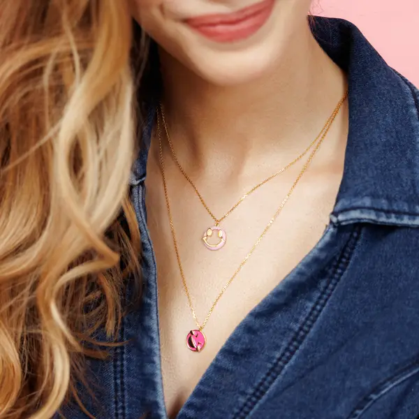 Leaf Jewelry Halskette "Joy" EMOJI, 18 K Gelbgold vergoldet Kostenlose Rückgabe