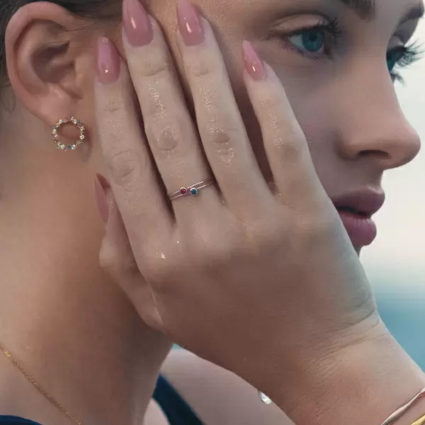 Leaf Jewelry Ring Solitaire, Ruby, 18 K Rosegold vergoldet, Gr.50 Vierteljährliche Förderung