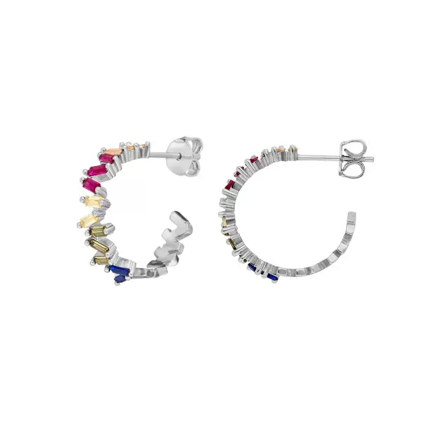 Leaf Jewelry Creole ICE CUBE, Multi Colour Zirkonia, 925 Sterlingsilber Riesige Rabatte