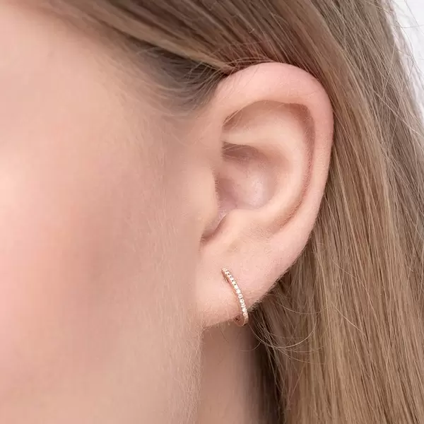 Leaf Jewelry Creole Circle XS mit Diamanten, 12mm, 18 Rosegold Hotsell