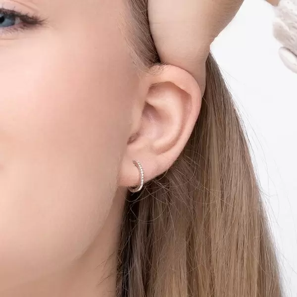 Leaf Jewelry Creole Circle XS mit Diamanten, 12mm, 18 Rosegold Hotsell