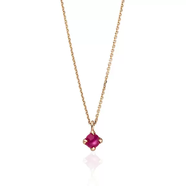 Leaf Jewelry Halskette Cabochon, Rubin, 14 K Roségold Schlussverkauf