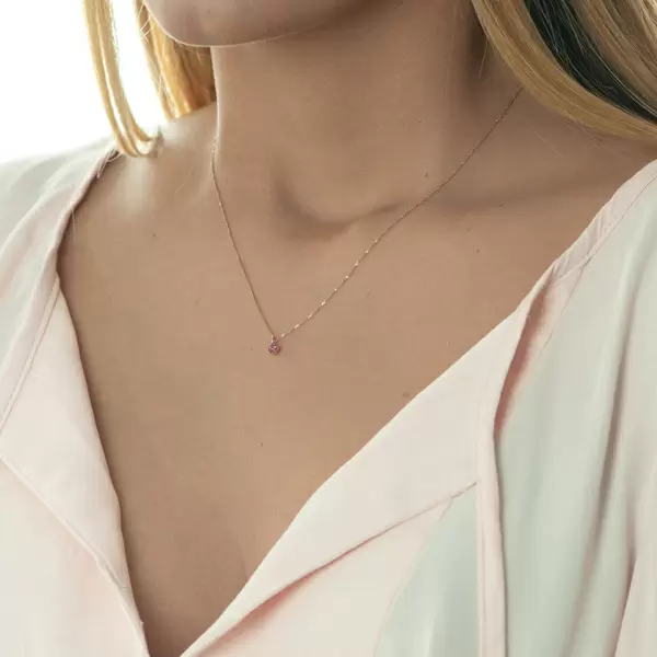 Leaf Jewelry Halskette Cabochon, Rubin, 14 K Roségold Schlussverkauf