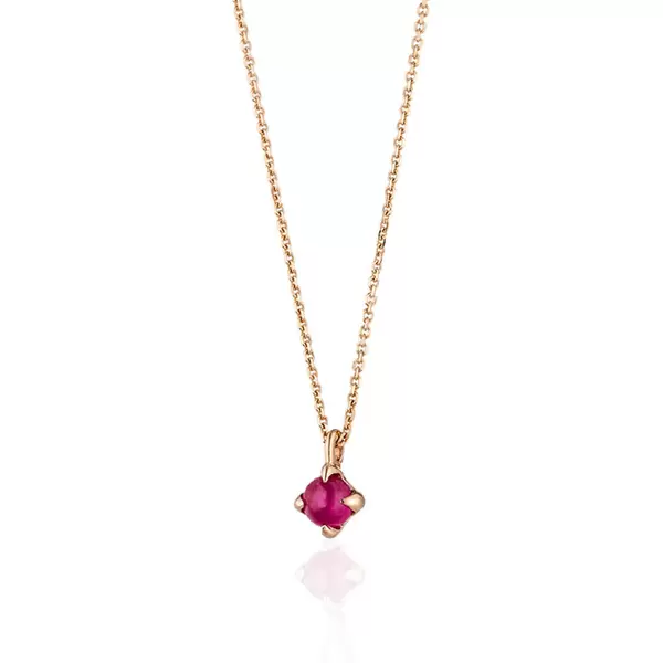 Leaf Jewelry Halskette Cabochon, Rubin, 14 K Roségold Schlussverkauf