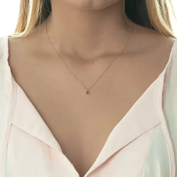 Leaf Jewelry Halskette Cabochon, Rubin, 14 K Roségold Schlussverkauf