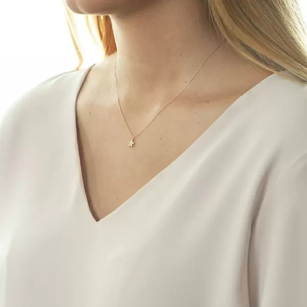 Leaf Jewelry Halskette Stern mit Diamanten, 18 K Roségold Kostenloser Versand