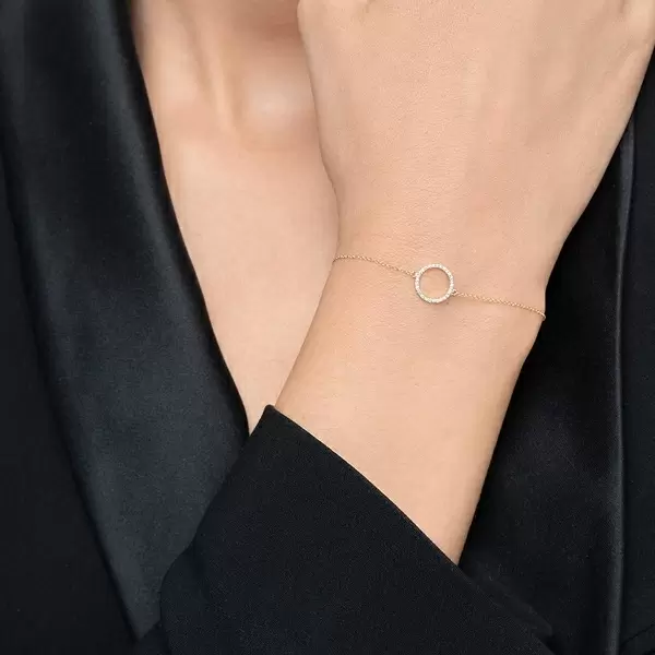 Leaf Jewelry Armkette Circle mit Diamanten, 18 K Gelbgold Fabrik Onlineshop