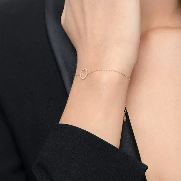 Leaf Jewelry Armkette Circle mit Diamanten, 18 K Gelbgold Fabrik Onlineshop