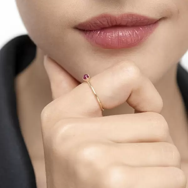 Leaf Jewelry Ring Cabochon, 14 K Gelbgold, Rubin Fabrikpreis