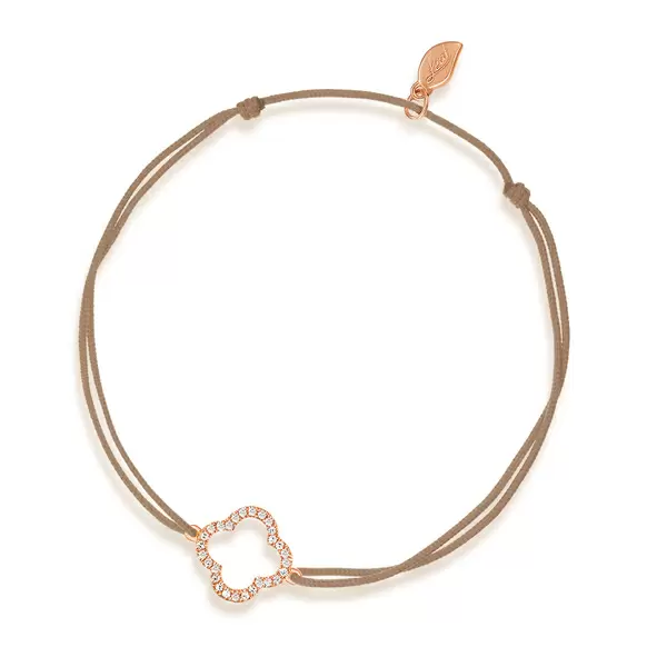 Leaf Jewelry Glückarmband Kleeblatt mit Diamanten, 18 K Rosegold, Beige Günstig kaufen