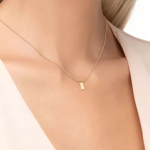 Leaf Jewelry Halskette Tiny Dog Tag, 14 K Gelbgold Großer Ausverkauf