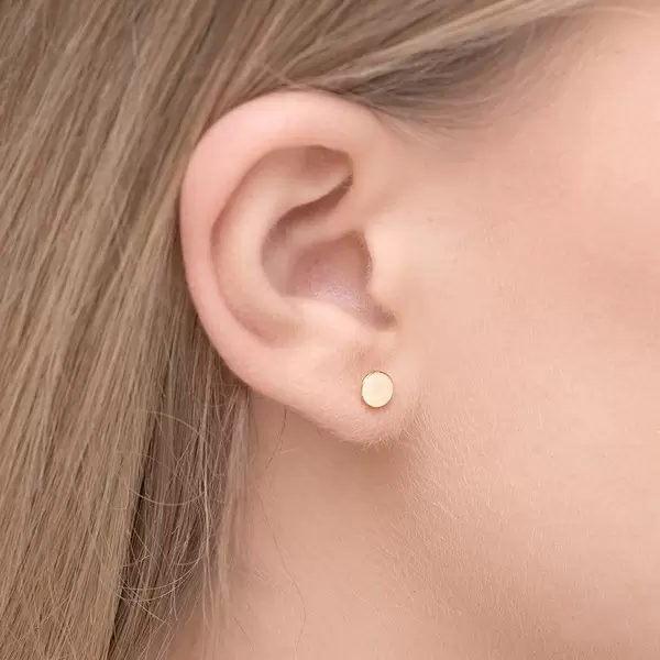 Leaf Jewelry Ohrstecker Disc, 14 K Gelbgold Saisonschlussverkauf