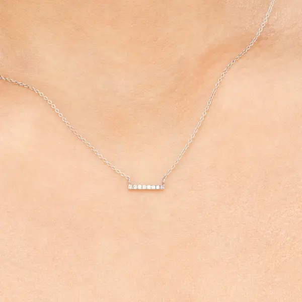 Leaf Jewelry Halskette Horizontal Bar, Diamant, 14 K Weißgold Muttertagsangebot