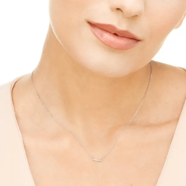 Leaf Jewelry Halskette Horizontal Bar, Diamant, 14 K Weißgold Muttertagsangebot