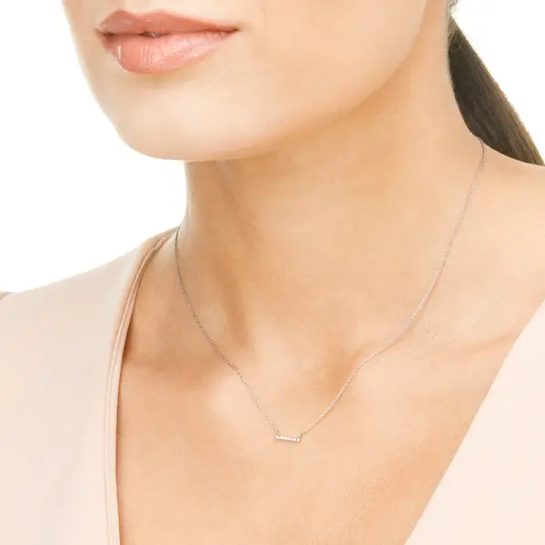 Leaf Jewelry Halskette Horizontal Bar, Diamant, 14 K Weißgold Muttertagsangebot