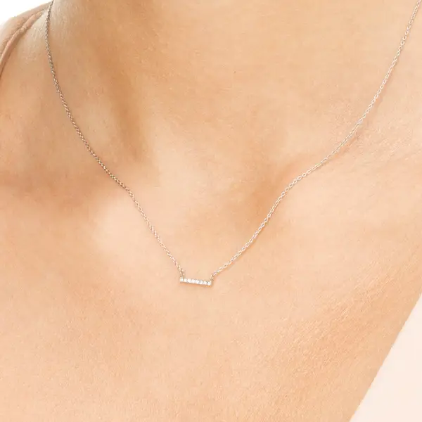 Leaf Jewelry Halskette Horizontal Bar, Diamant, 14 K Weißgold Muttertagsangebot