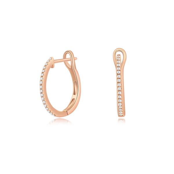 Leaf Jewelry Creole Circle S mit Diamanten, 15mm, 18 K Rosegold Top Angebot