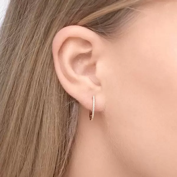 Leaf Jewelry Creole Circle S mit Diamanten, 15mm, 18 K Rosegold Top Angebot