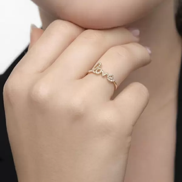 Leaf Jewelry Ring Love 18K Gelbgold mit Diamanten Exklusive Angebote