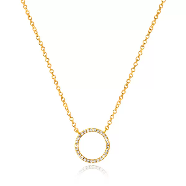 Leaf Jewelry Halskette Circle mit Diamanten, 18 K Gelbgold Blitzangebot