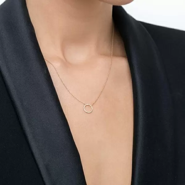 Leaf Jewelry Halskette Circle mit Diamanten, 18 K Gelbgold Blitzangebot