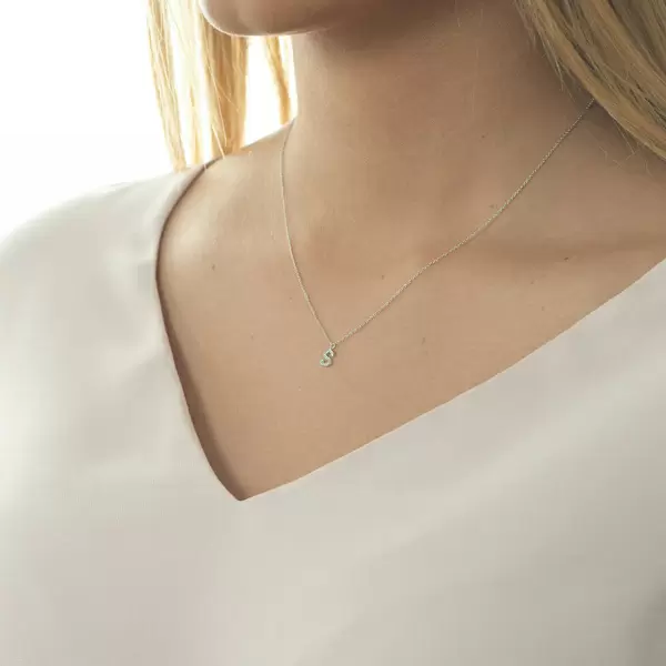 Leaf Jewelry Halskette Letter "S", 14 K Weißgold mit Diamanten Räumungsverkauf