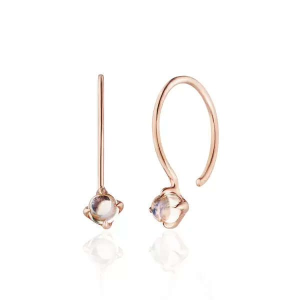 Leaf Jewelry Ohrringe Cabochon, Mondstein, 14 K Roségold Sonderangebote