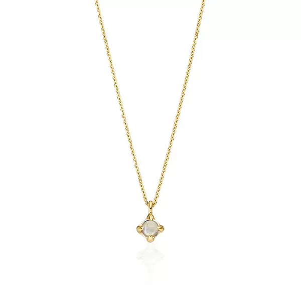 Leaf Jewelry Halskette Cabochon, Mondstein, 14 K Gelbgold VIP-Rabatte