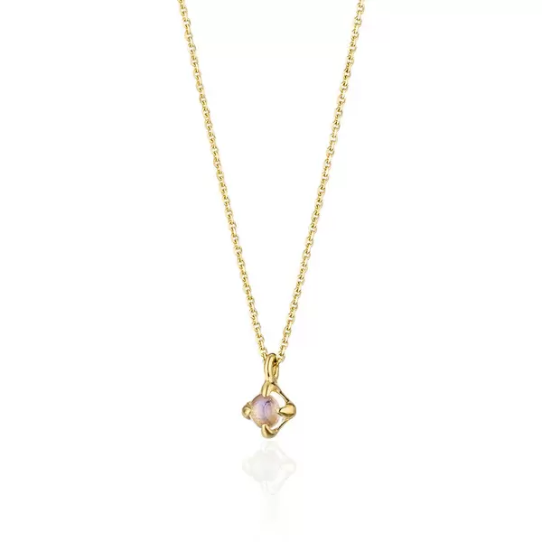 Leaf Jewelry Halskette Cabochon, Mondstein, 14 K Gelbgold VIP-Rabatte