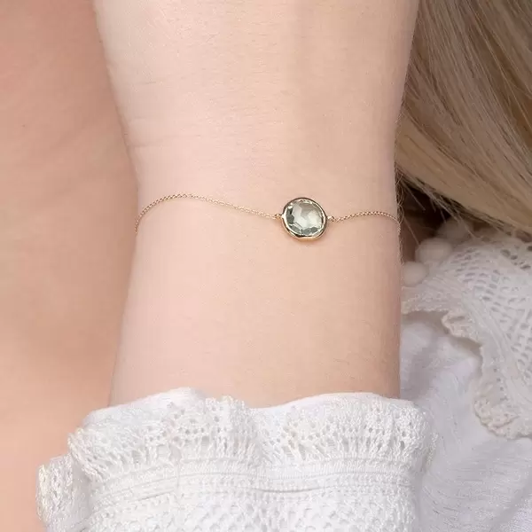 Leaf Jewelry Armkette Green Amethyst, 14 K Gelbgold Tiefpreis