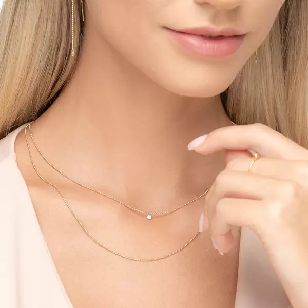 Leaf Jewelry Halskette Pure Double, Diamant, 14 K Gelbgold Super Sparpreis