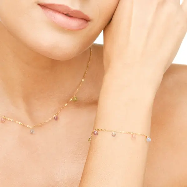 Leaf Jewelry Armkette Sweet Gems, 14K Gelbgold Kostenlose Rückgabe