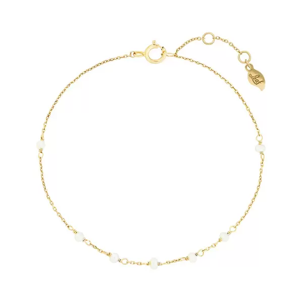 Leaf Jewelry Armkette White Pearls, 14 K Gelbgold Begrenzte Freigabe