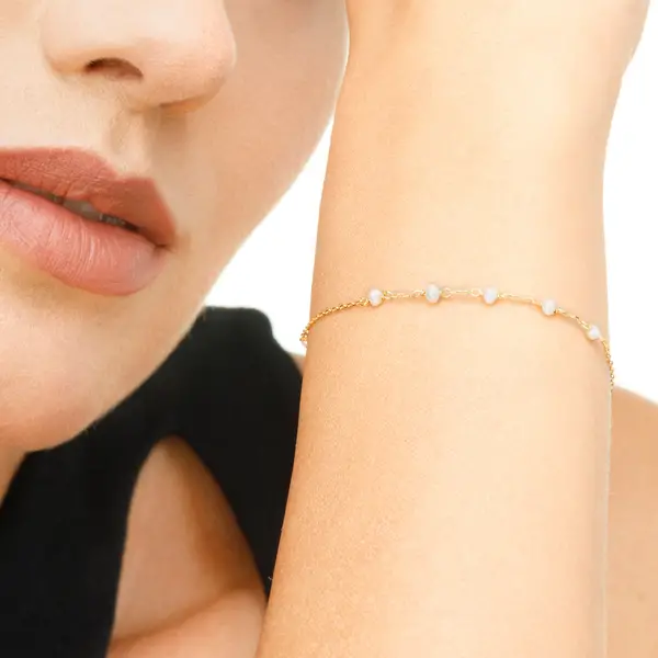 Leaf Jewelry Armkette White Pearls, 14 K Gelbgold Begrenzte Freigabe