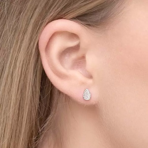 Leaf Jewelry Ohrstecker Drops mit Diamanten, 18 K Weißgold Letzte 3 Tage