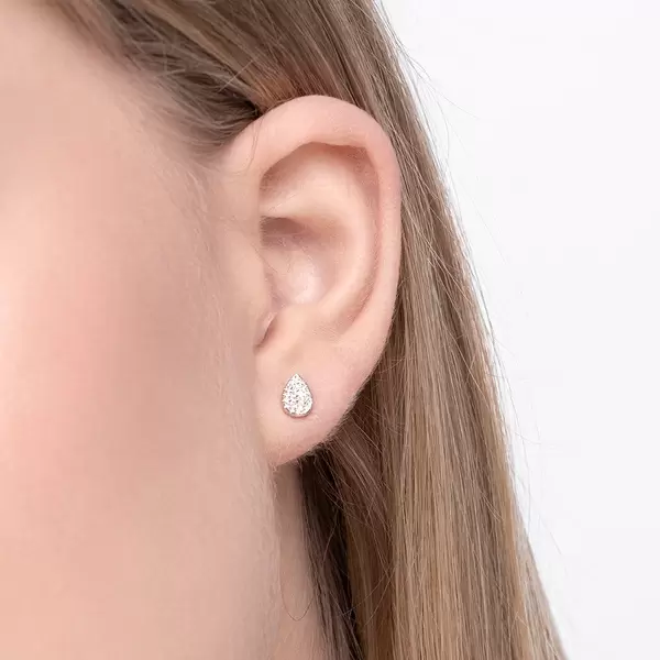 Leaf Jewelry Ohrstecker Drops mit Diamanten, 18 K Weißgold Letzte 3 Tage