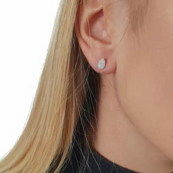 Leaf Jewelry Ohrstecker Drops mit Diamanten, 18 K Weißgold Letzte 3 Tage