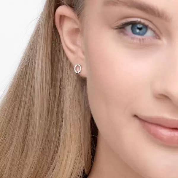 Leaf Jewelry Ohrringe Circle mit Diamanten, 18 K Weißgold Neueste Stile