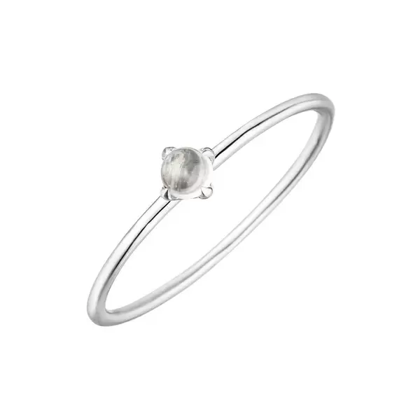 Leaf Jewelry Ring Cabochon, 14 K Weißgold, Mondstein