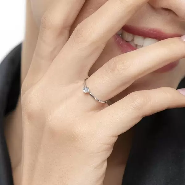 Leaf Jewelry Ring Cabochon, 14 K Weißgold, Mondstein Letzte 2 Tage