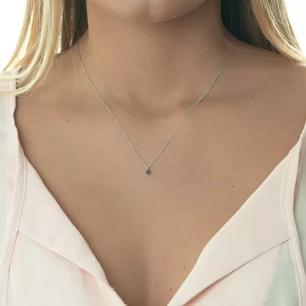 Leaf Jewelry Halskette Cabochon, Blauer Topas, 14 K Weißgold Zeitbegrenzte Promotion