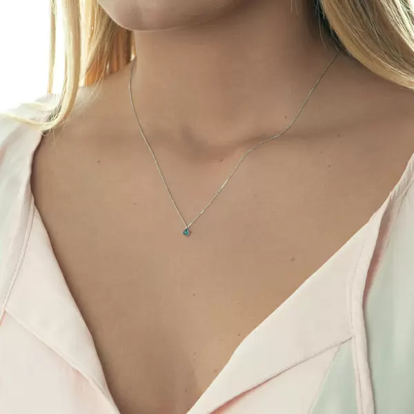 Leaf Jewelry Halskette Cabochon, Blauer Topas, 14 K Weißgold Zeitbegrenzte Promotion