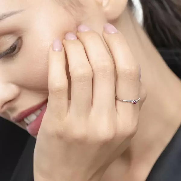 Leaf Jewelry Ring Cabochon, 14 K Weißgold, Rubin Bis zu 65% Rabatt