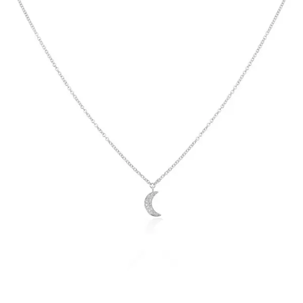 Leaf Jewelry Halskette Halbmond, 18 K Weißgold