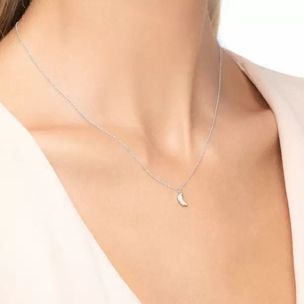 Leaf Jewelry Halskette Halbmond, 18 K Weißgold Nur für heute