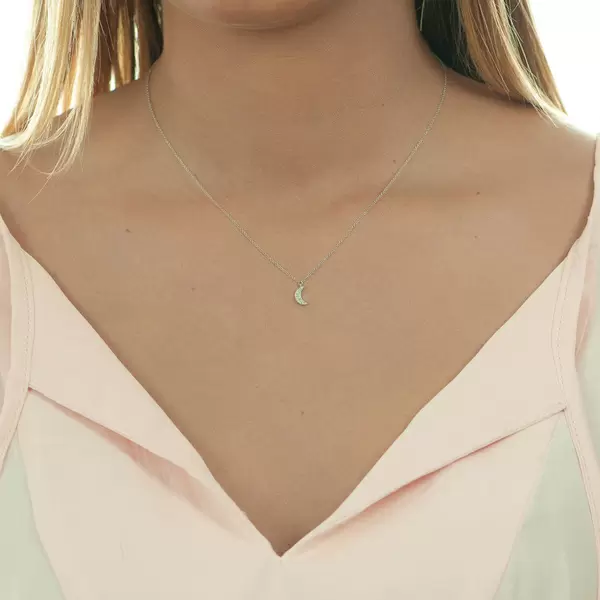 Leaf Jewelry Halskette Halbmond, 18 K Weißgold Nur für heute